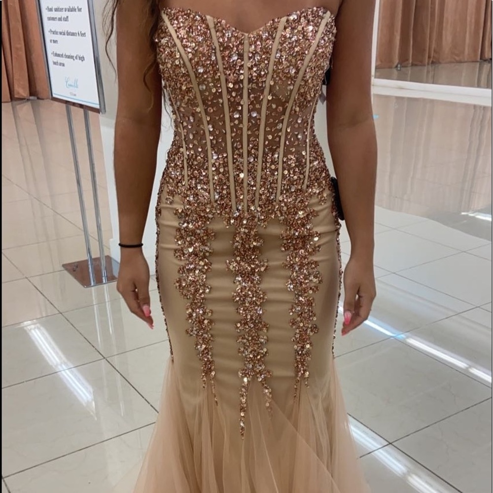 Jovani gold prom dress retails for $560, worn once